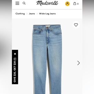 Madewell Balloon Jeans in Whistler Wash - Size 30
